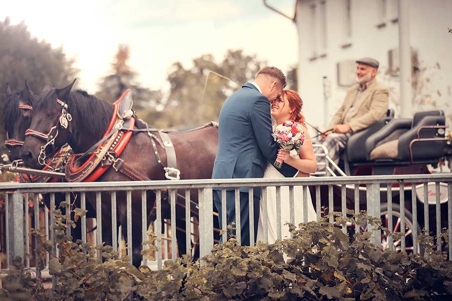 Shooting mit Hochzeitskutsche