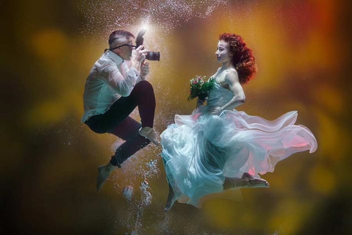Brautfotos unter Wasser